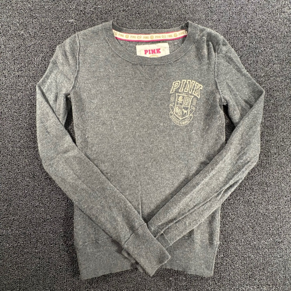 Victorias Secret PINK Sweater Wool Blend Womens S Crest Logo Y2K
